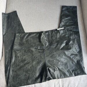 Aerie Dark Green Faux Leather Leggings